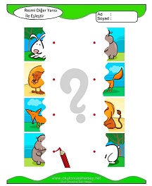 Resmi Diğer Yarısı ile Eşleştir Çalışma Sayfaları